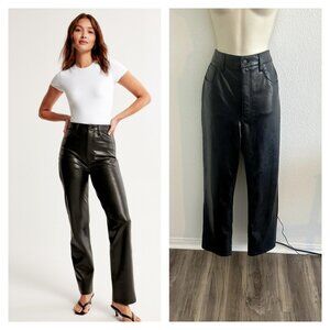 Abercrombie & Fitch 30 US 10 90s Straight High Rise Black Vegan‎ Leather Pants